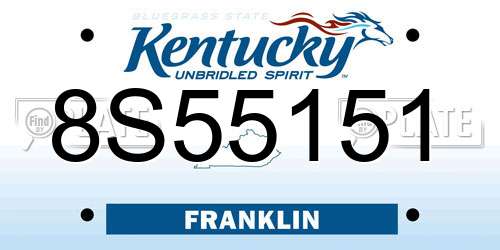 8S55151 Kentucky License Plate