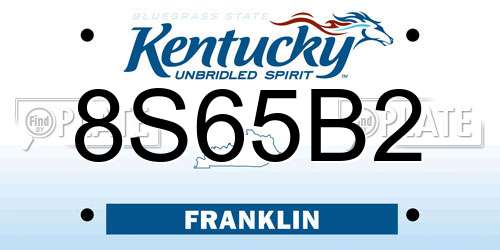 8S65B2 Kentucky License Plate