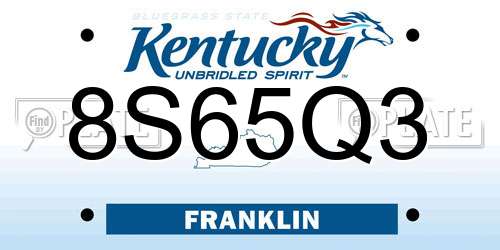 8S65Q3 Kentucky License Plate