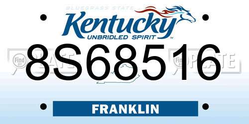 8S68516 Kentucky License Plate