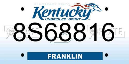 8S68816 Kentucky License Plate