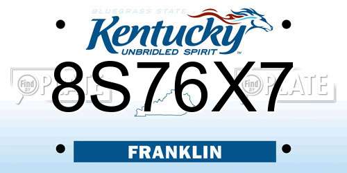8S76X7 Kentucky License Plate
