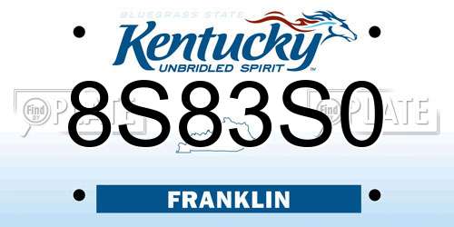 8S83S0 Kentucky License Plate