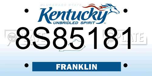 8S85181 Kentucky License Plate