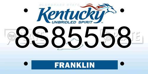 8S85558 Kentucky License Plate