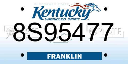 8S95477 Kentucky License Plate