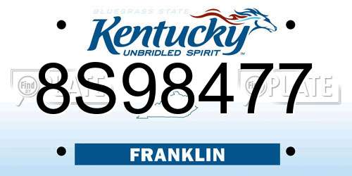8S98477 Kentucky License Plate