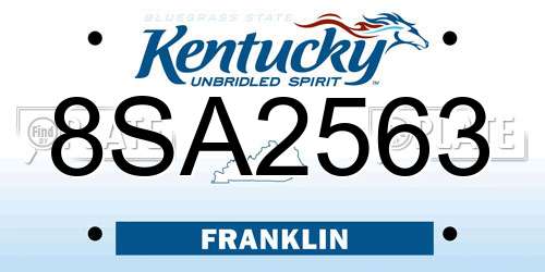 8SA2563 Kentucky License Plate