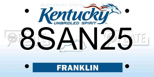8SAN25 Kentucky License Plate