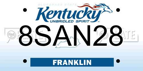 8SAN28 Kentucky License Plate