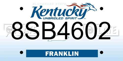 8SB4602 Kentucky License Plate