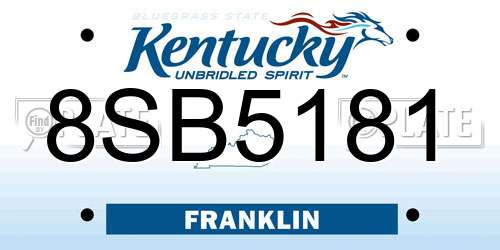 8SB5181 Kentucky License Plate