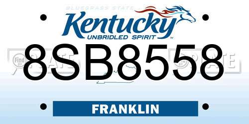 8SB8558 Kentucky License Plate