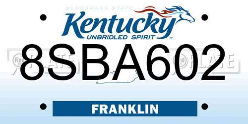 8SBA602 Kentucky License Plate
