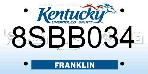 8SBB034 Kentucky License Plate