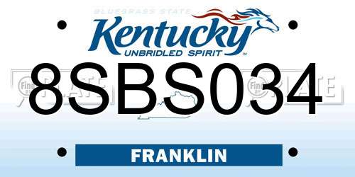 8SBS034 Kentucky License Plate