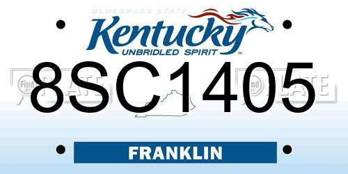 8SC1405 Kentucky License Plate