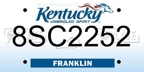 8SC2252 Kentucky License Plate
