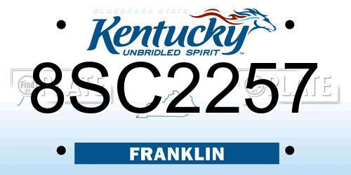8SC2257 Kentucky License Plate
