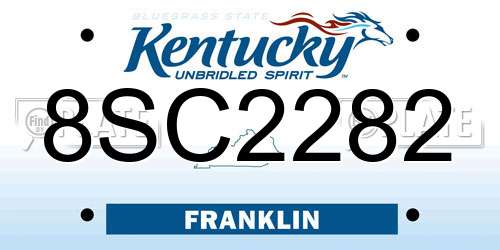 8SC2282 Kentucky License Plate