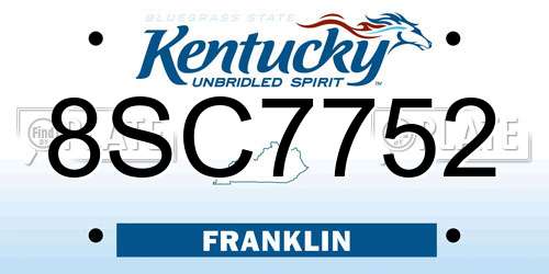 8SC7752 Kentucky License Plate