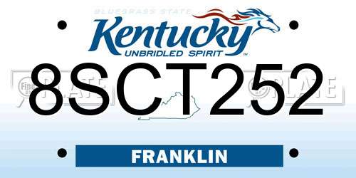 8SCT252 Kentucky License Plate