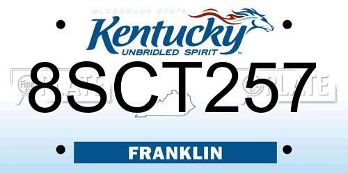 8SCT257 Kentucky License Plate