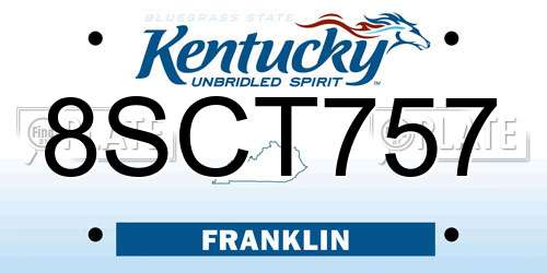 8SCT757 Kentucky License Plate