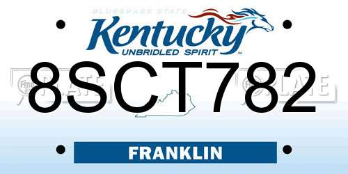 8SCT782 Kentucky License Plate