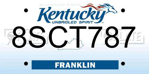 8SCT787 Kentucky License Plate