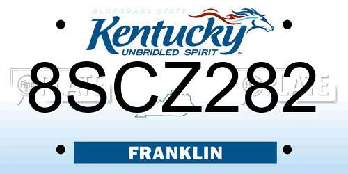 8SCZ282 Kentucky License Plate