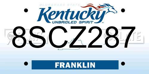 8SCZ287 Kentucky License Plate