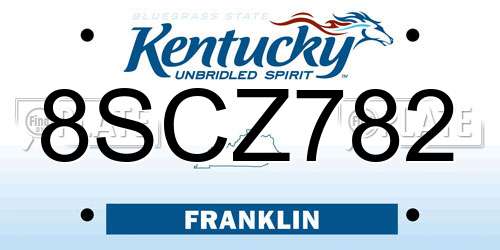 8SCZ782 Kentucky License Plate