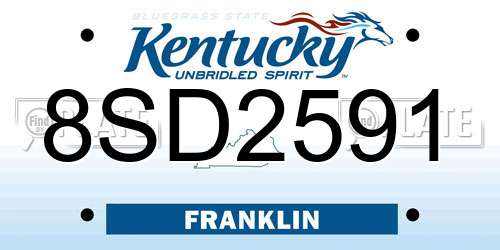 8SD2591 Kentucky License Plate