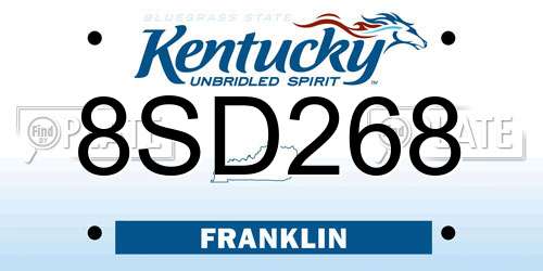 8SD268 Kentucky License Plate