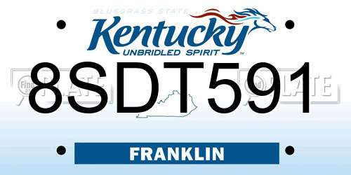8SDT591 Kentucky License Plate