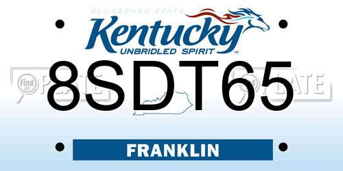 8SDT65 Kentucky License Plate