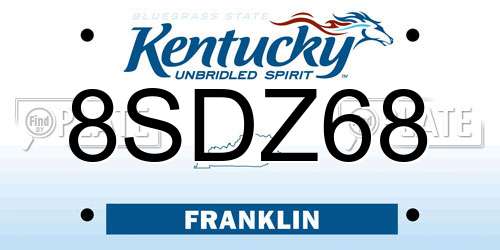 8SDZ68 Kentucky License Plate