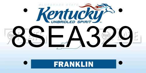 8SEA329 Kentucky License Plate