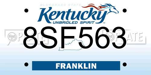 8SF563 Kentucky License Plate