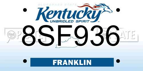 8SF936 Kentucky License Plate