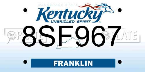 8SF967 Kentucky License Plate