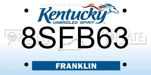 8SFB63 Kentucky License Plate