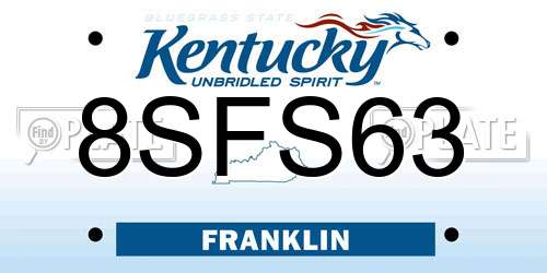 8SFS63 Kentucky License Plate