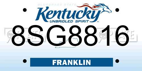 8SG8816 Kentucky License Plate