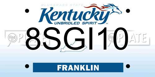 8SGI10 Kentucky License Plate