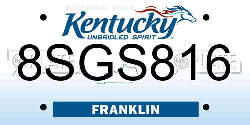 8SGS816 Kentucky License Plate