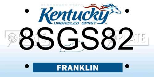 8SGS82 Kentucky License Plate