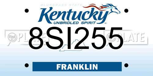 8SI255 Kentucky License Plate
