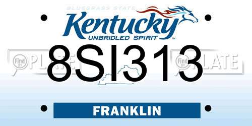 8SI313 Kentucky License Plate